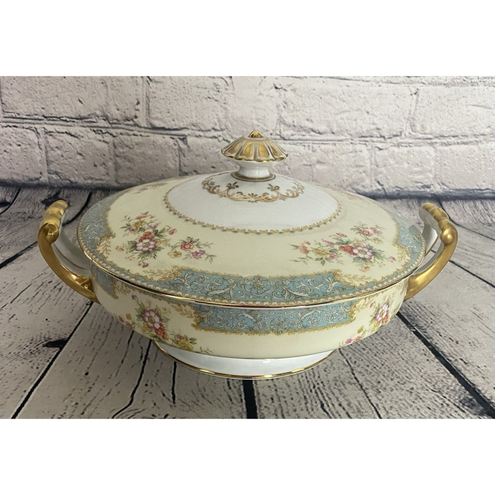 Noritake China Blue Dawn Round Covered Vegetable Dish With Lid 8 1/8" - Picture 1 of 11